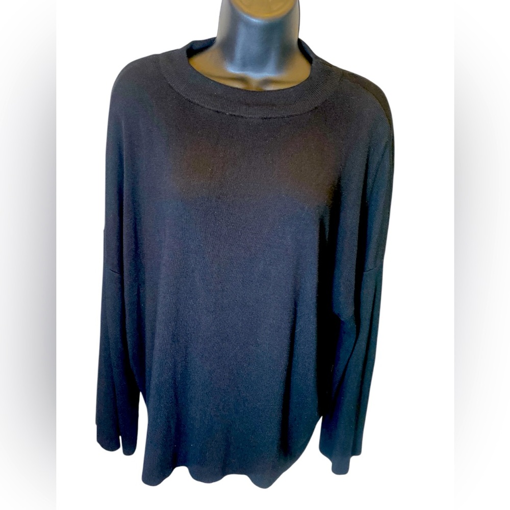 Pull & Bear Long Sleeve Wide crewneck oversized Black Sweater size S